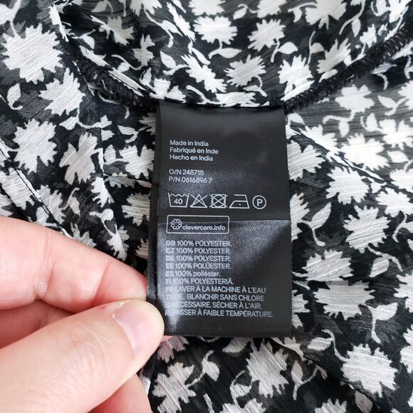 H&M Womens 6 Button-Up Shirt Sheer Tunic Ruffles Floral Long Sleeve Oversized - Picture 11 of 11